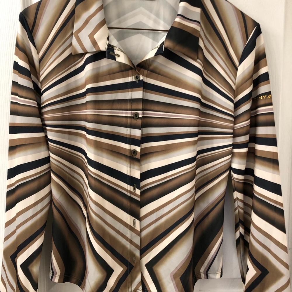 DKNY Multicolor Striped Button-Up Blouse